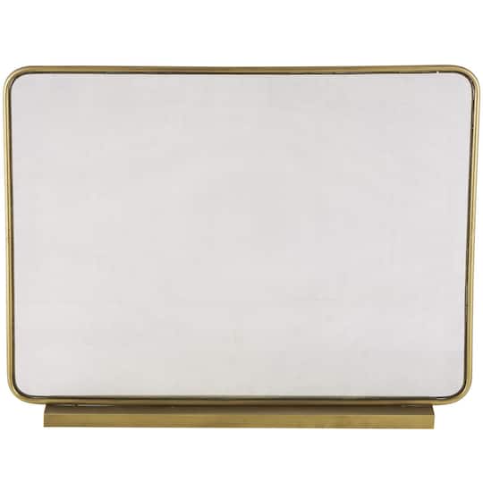 37.75" Gold Metal 1-Panel Living Room Fireplace Screen with Rounded Edges and Rectangular Base